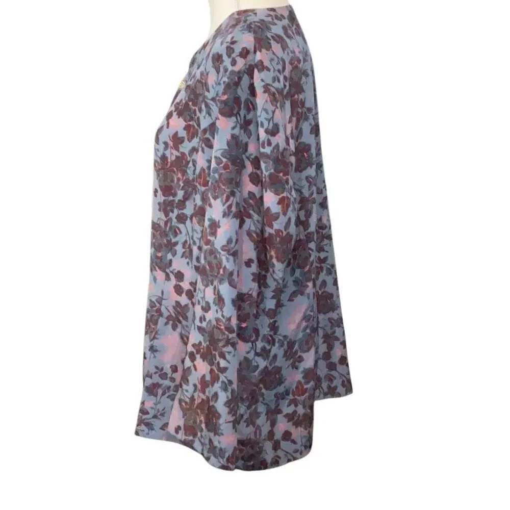 Leslie Fay Dress Jacket Double Breasted Buttons Purple Blue Floral Print Size 18 - Picture 3 of 6